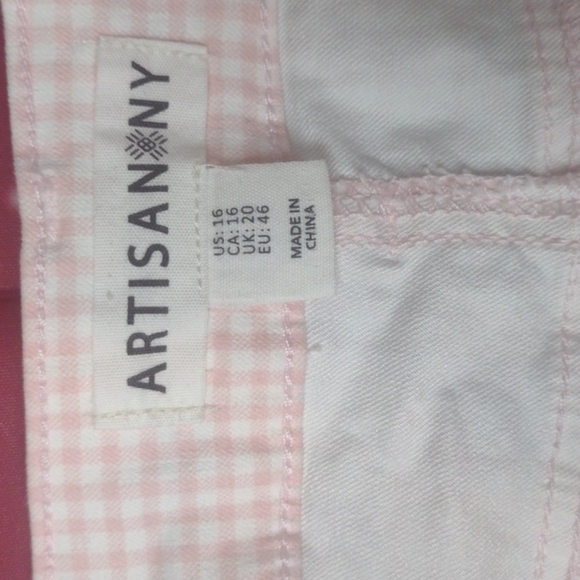 Artisan NY pink white plaid shorts size 16 - Picture 3 of 4
